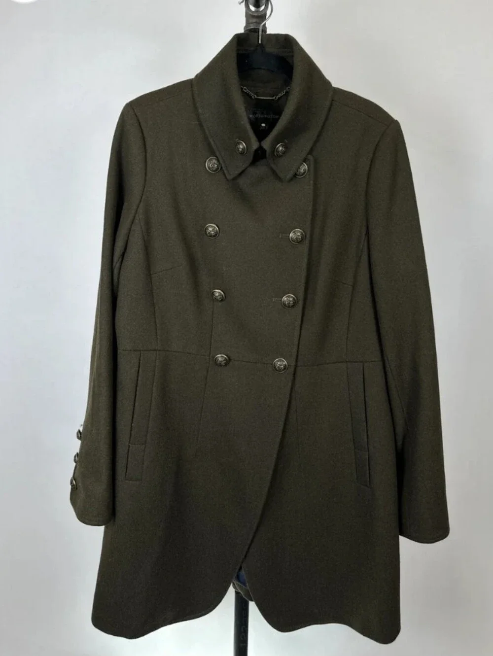 Vintage Worthington Green Double-Breasted Wool Blend Coat Women's Size L